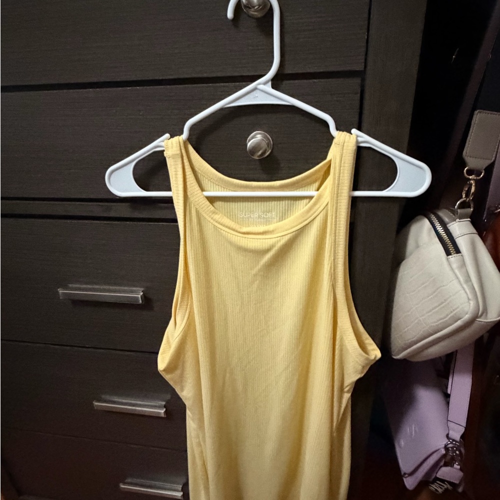 torrid Pale Yellow Ribbed Tank Top